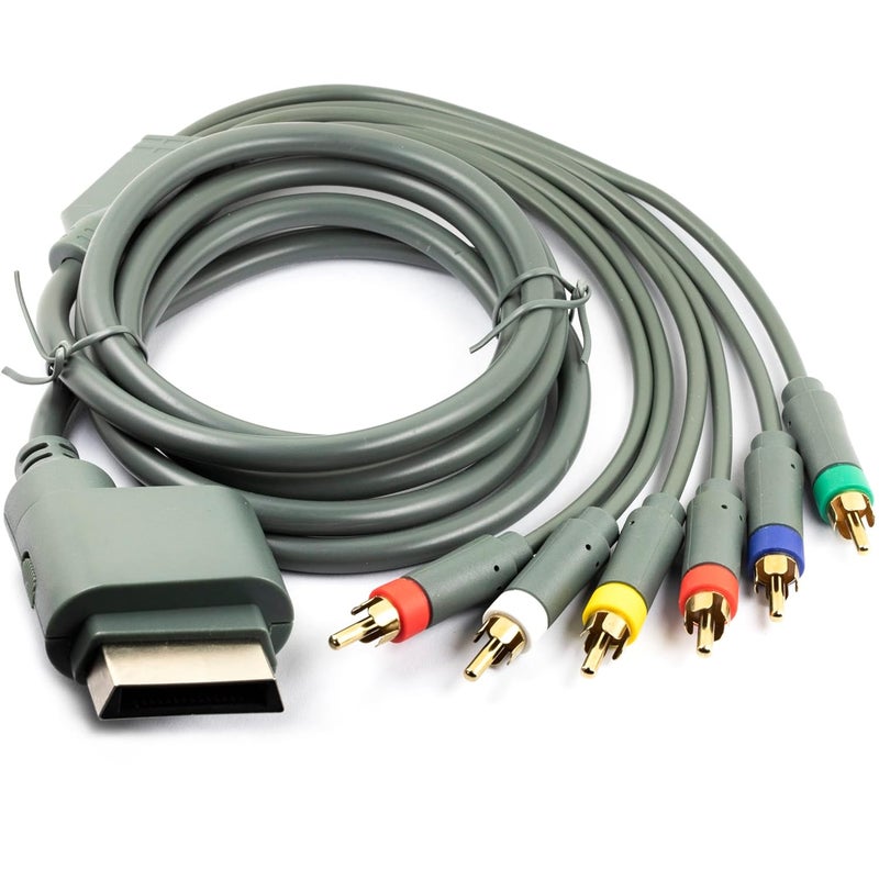 whiteeeen كابل AV مكون بطول 1.8م / 6 قدم 2 في 1 للفيديو لجهاز Xbox 360 / Xbox 360 Slim رمادي - Image 2